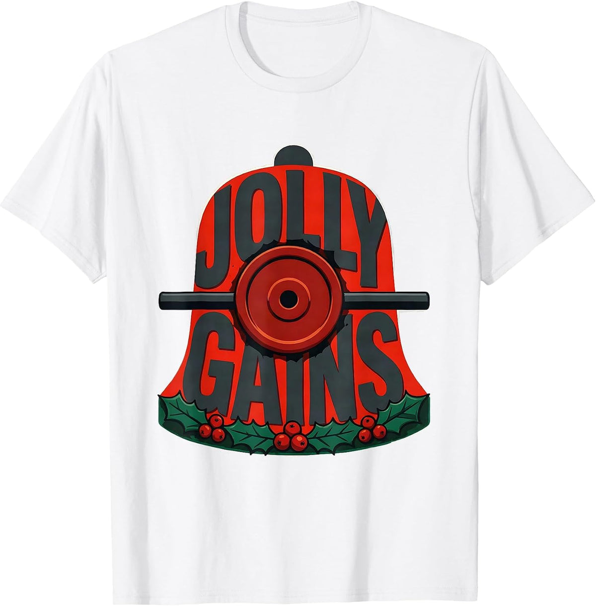 Men's Jolly Gains Funny Christmas Gym Weightlifting Workout T-Shirt - White