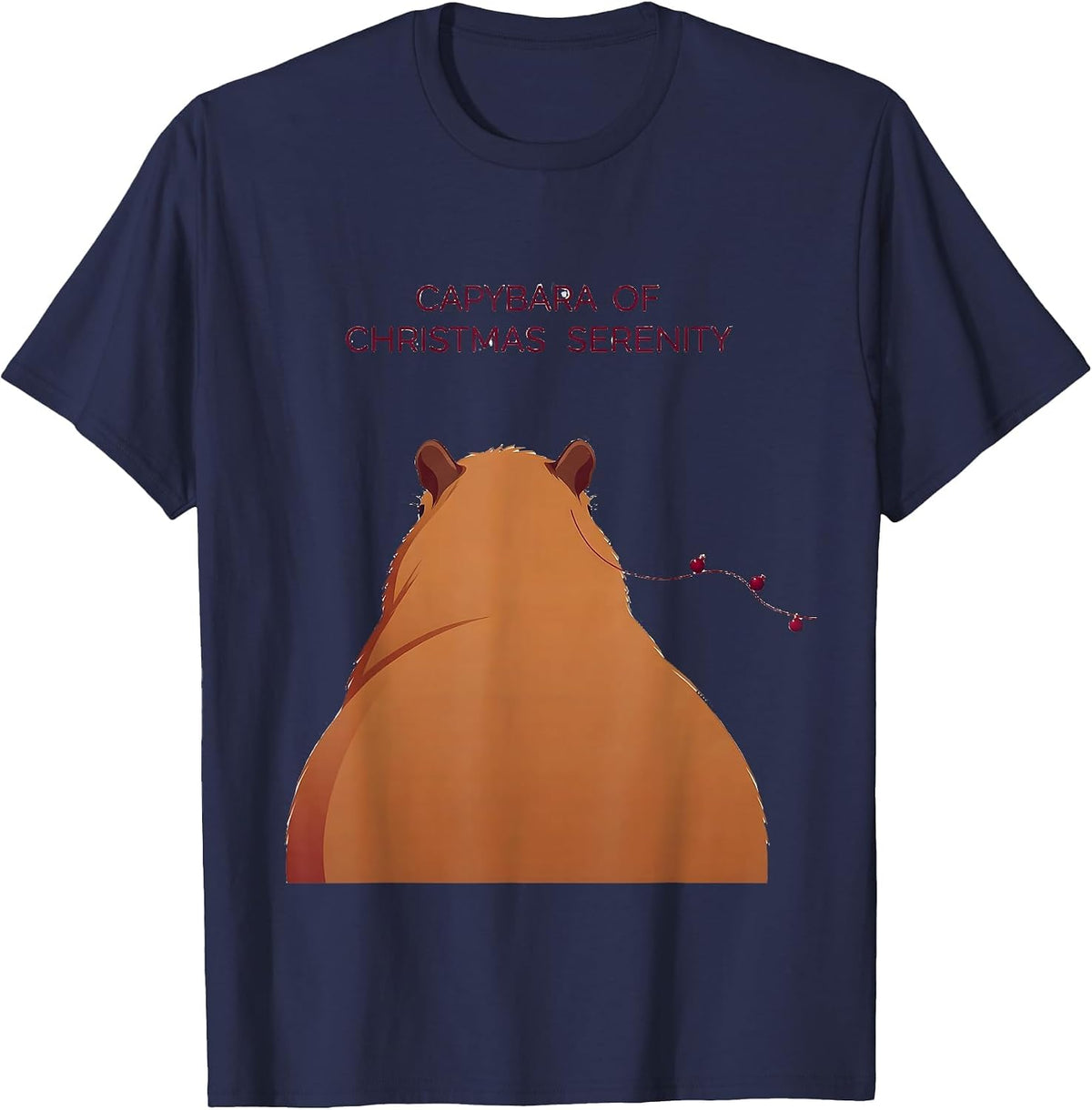 Men's Capybara Of Christmas Serenity Whimsical Pun Animal Lover T-Shirt - Navy Blue