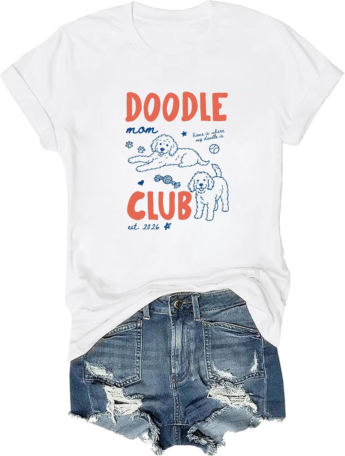 Doodle Mom Club Shirt Goldendoodle Lover Dog Mom T-Shirt Crew V Neck - White