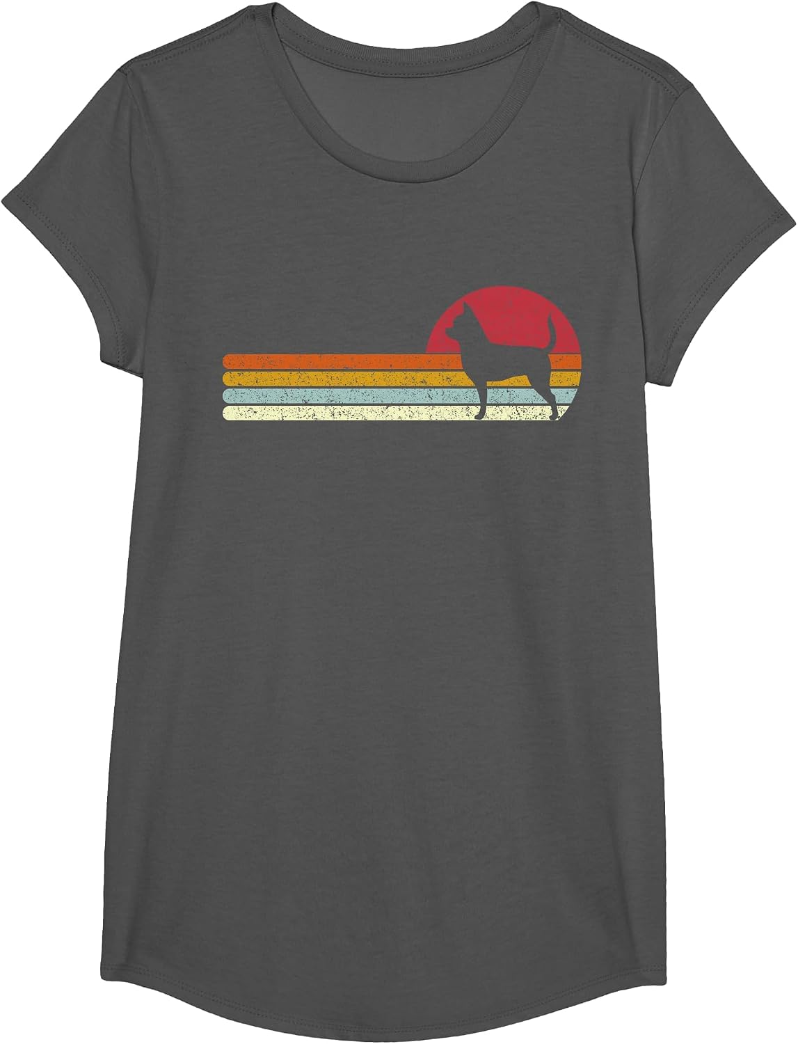 Chihuahua Silhouette Sunset for Dog Owners T-Shirt - Girls Asphalt Grey