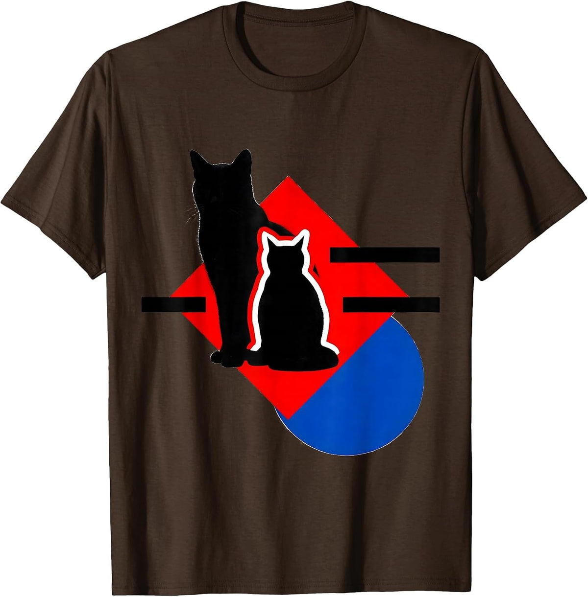 Men's Bauhaus Cat Silhouette Quantum Physics Nerd Humor T-Shirt - Brown