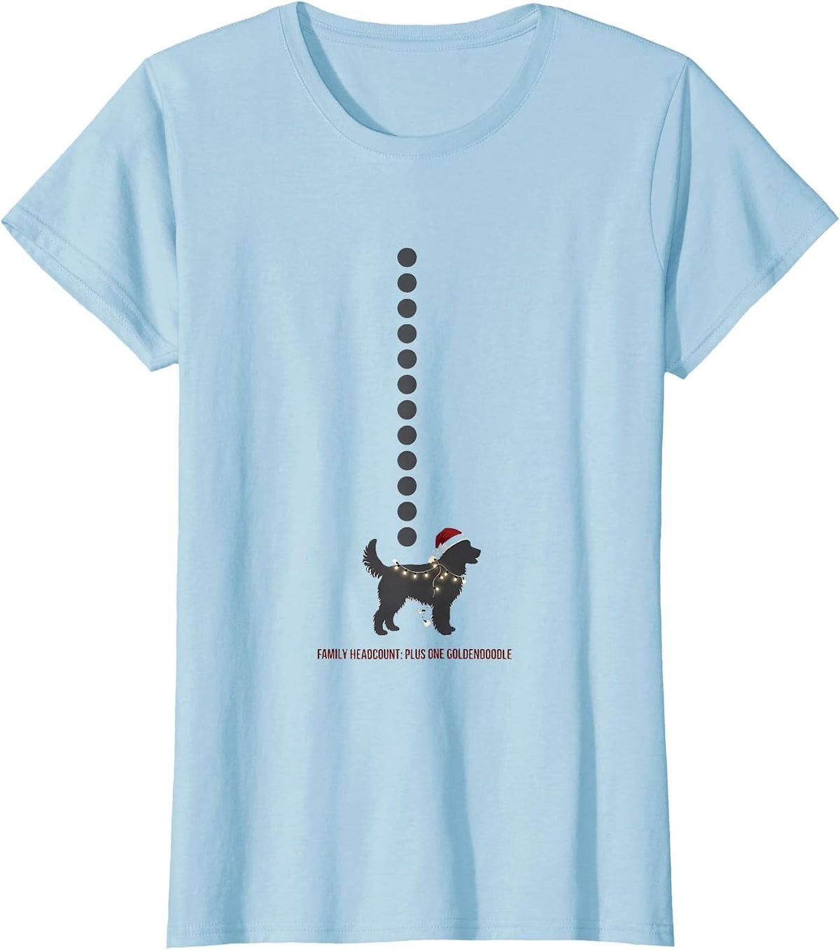 Family Headcount: Plus One Goldendoodle Christmas T-Shirt - Baby Blue