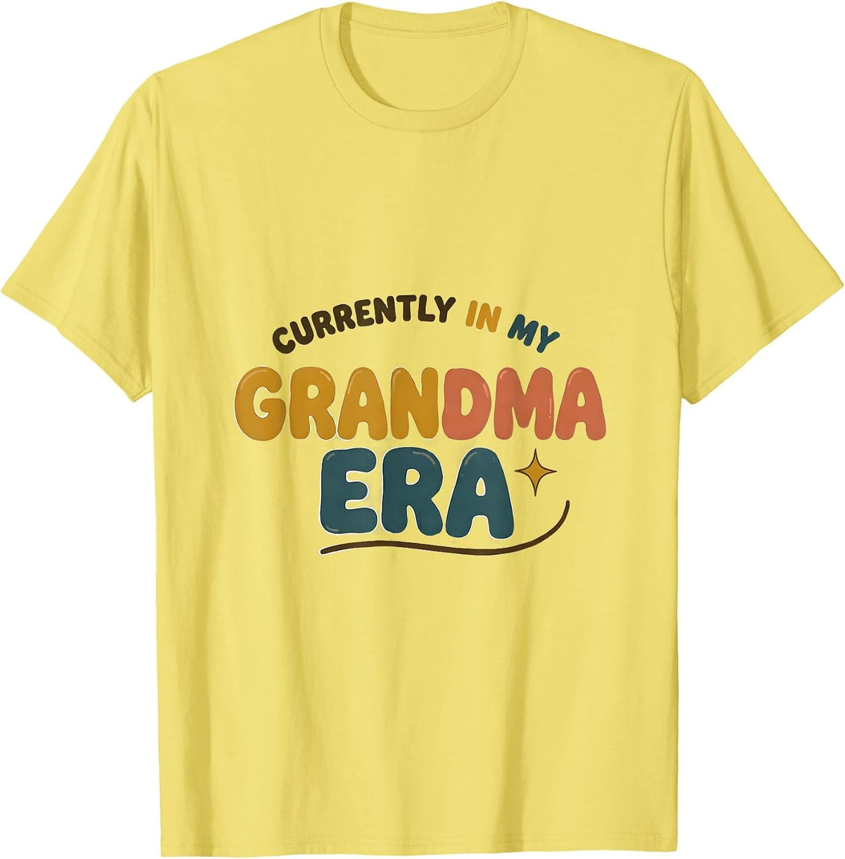 Men's Currently In My Grandma Era Retro Groovy Mother Grandmother T-Shirt - Lemon Yellow