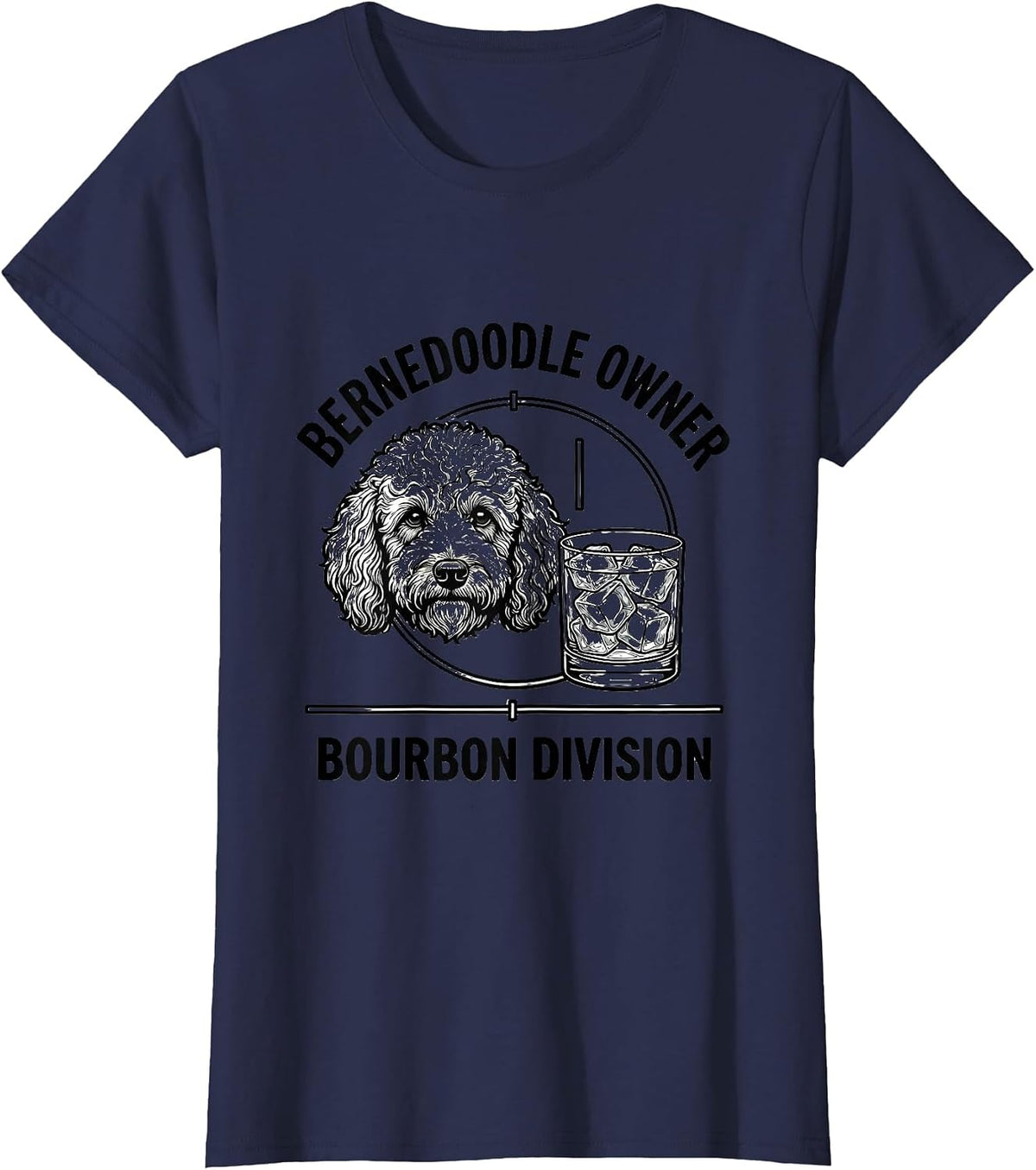 Women's Bernedoodle Owner Bourbon Division Funny Dog Lover Coffee T-Shirt - Navy Blue