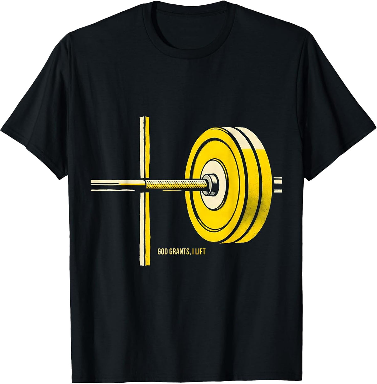 Men's God Grants I Lift Funny Christian Weightlifting Gym Humor T-Shirt - Black