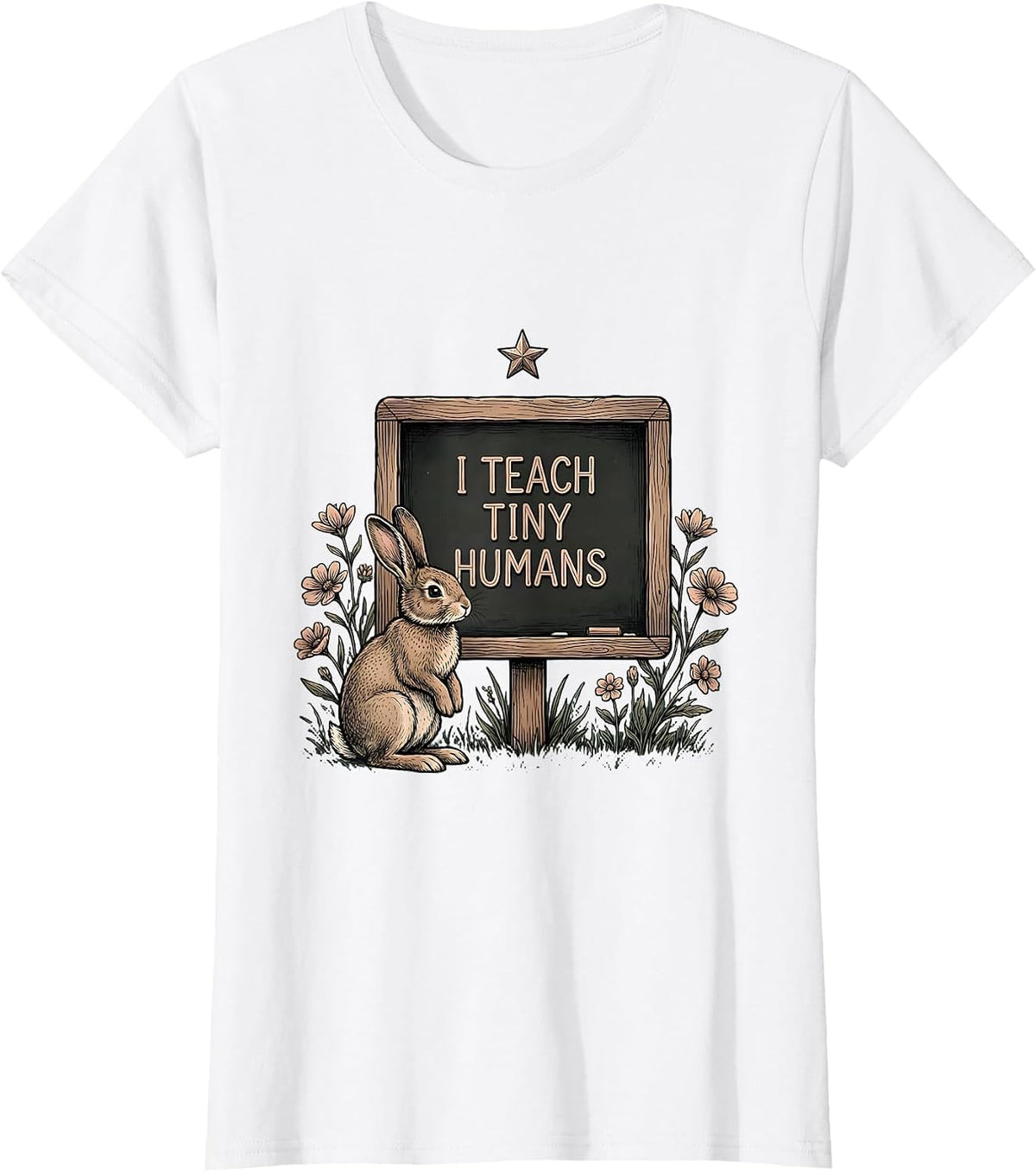I Teach Tiny Humans 2nd Grade Teacher Design T-Shirt - White