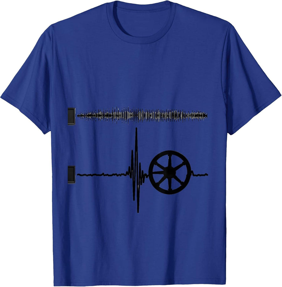 Heartbeat Pulse Line Art Car Enthusiast Auto Mechanic T-Shirt - Royal Blue