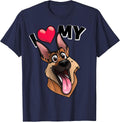 I Love My German Shepherd Design T-Shirt - Navy Blue