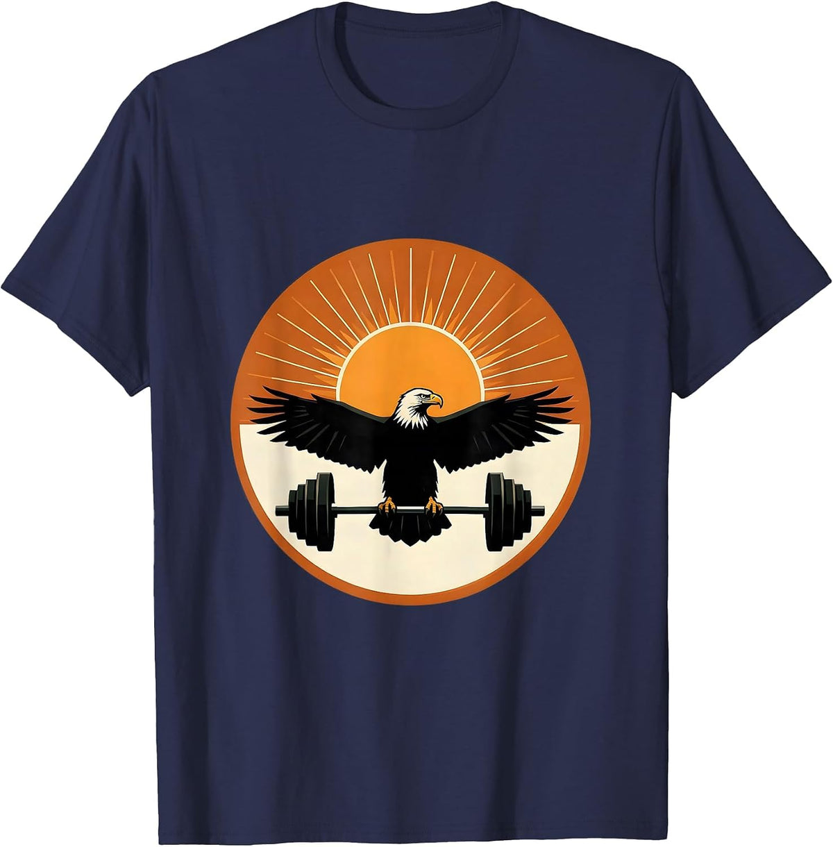Bold Eagle Barbell Athleisure Fall Graphic T-Shirt - Navy Blue