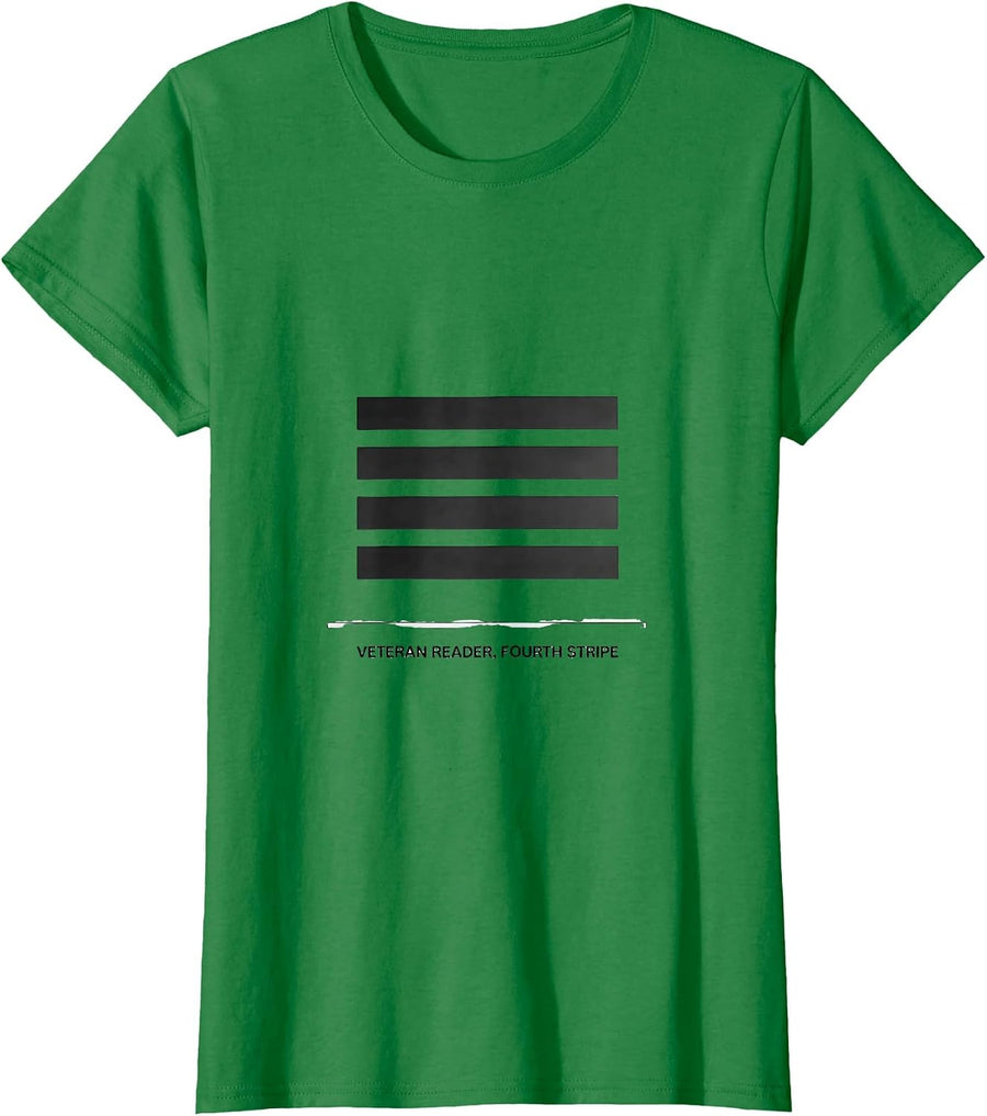 Women's Veteran Reader Fourth Stripe Minimalist Bookworm Reader T-Shirt - Kelly Green