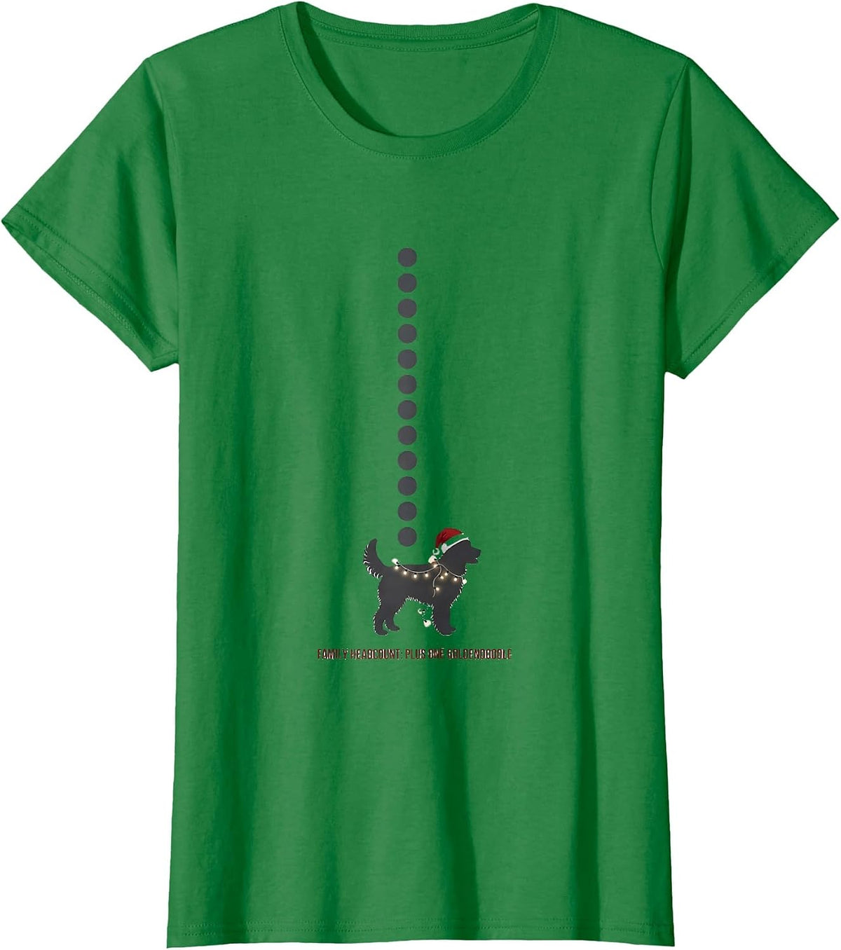 Family Headcount: Plus One Goldendoodle Christmas T-Shirt - Kelly Green
