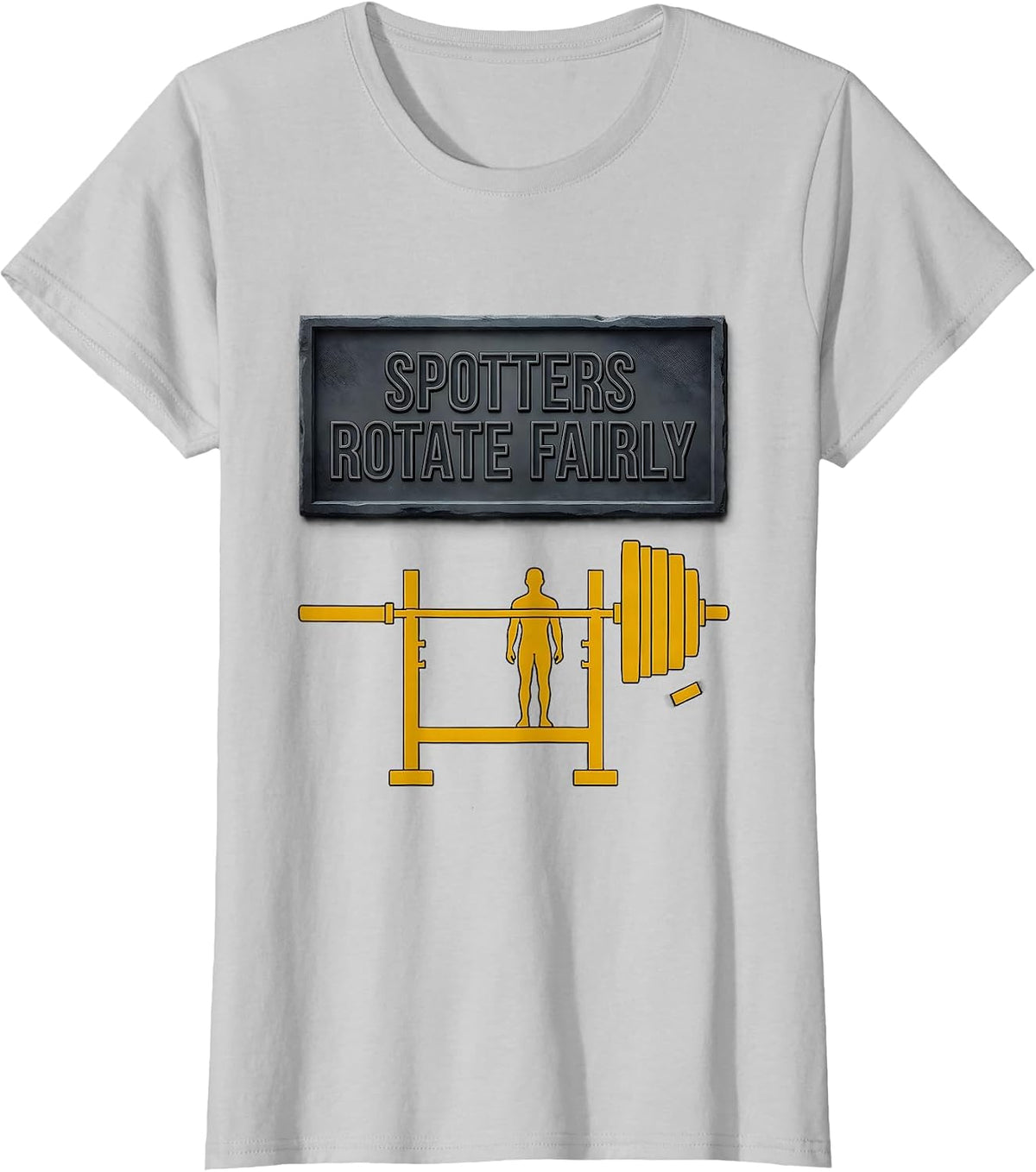Women's Spotters Rotate Fairly Funny Gym Workout Weightlifting Humor T-Shirt - Silver Grey