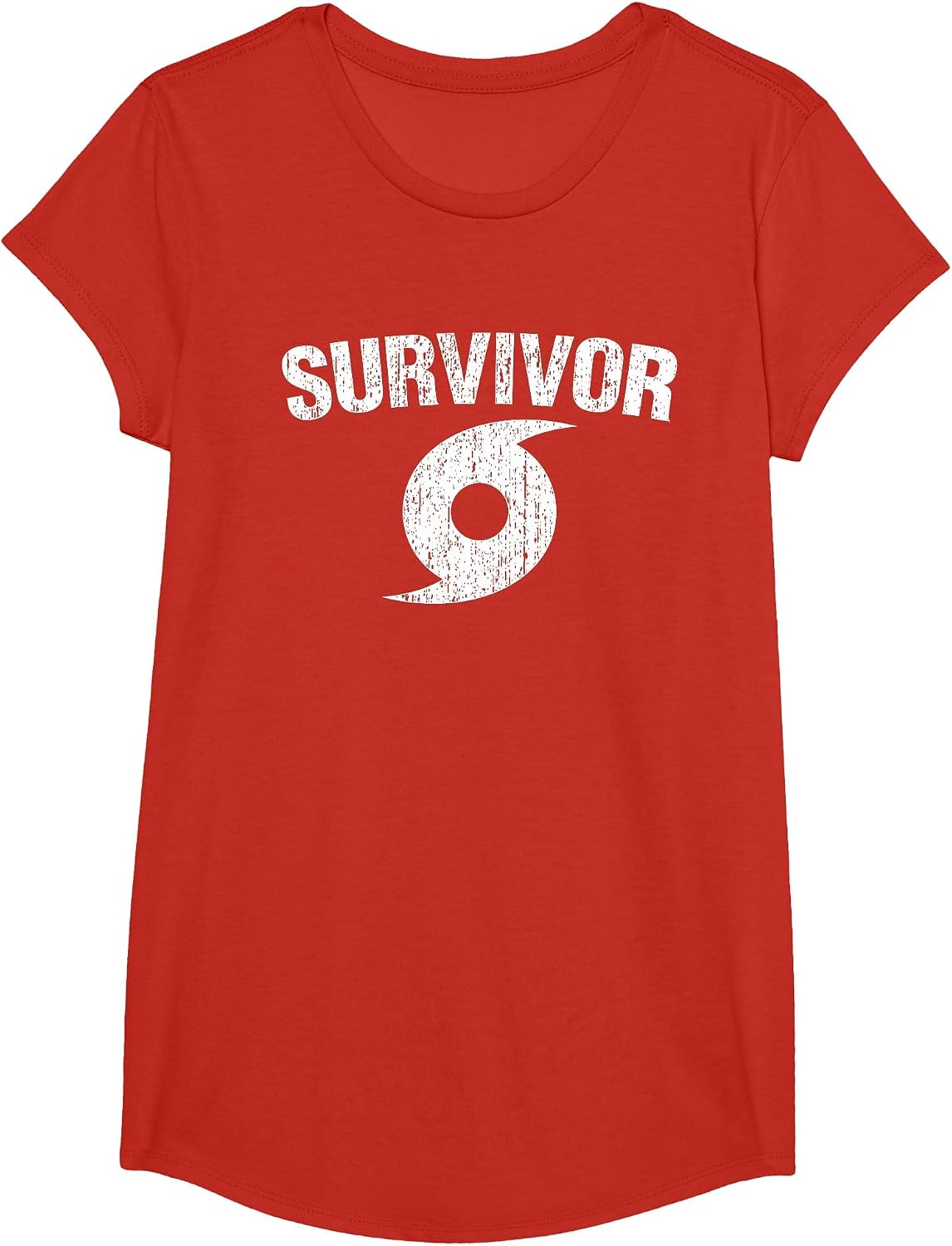 Hurricane Survivor Distressed T-Shirt T-Shirt - Girls Red