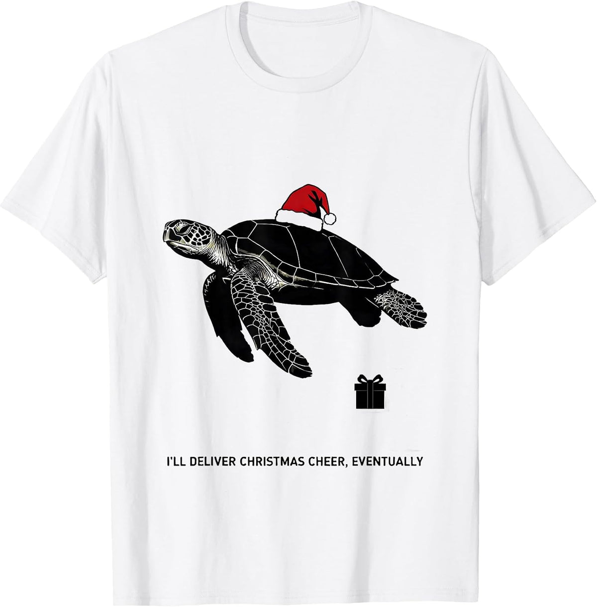 Men's I'll Deliver Christmas Cheer, Eventually Sea Turtle T-Shirt - White