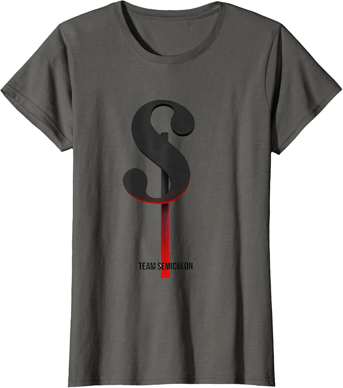 Women's Team Semicolon Funny Grammar Teacher Punctuation Humor T-Shirt - Asphalt Grey