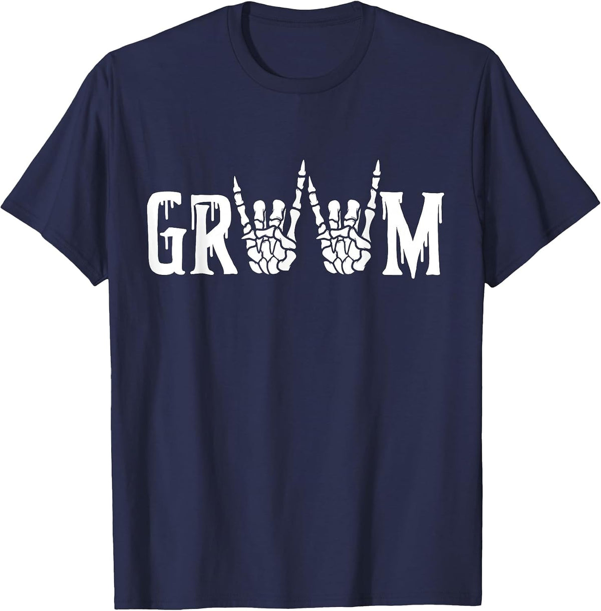 Gothic Skeleton Groom Wedding Just Married Spooky Halloween T-Shirt - Navy Blue