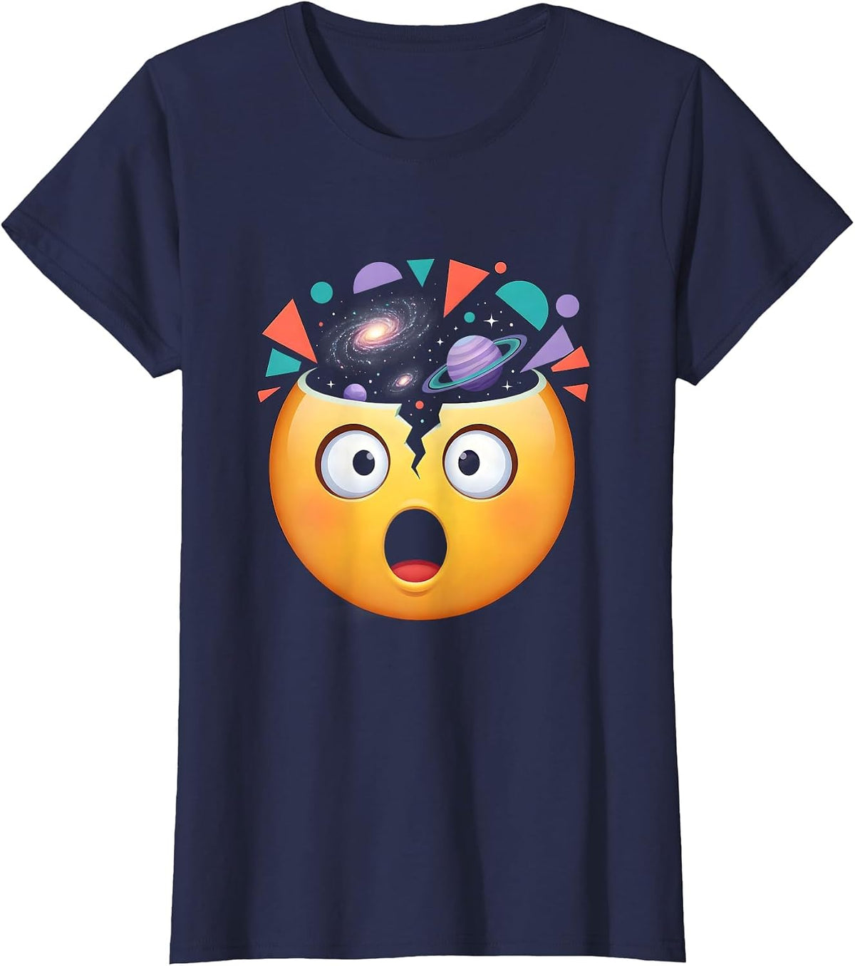 Women's Exploding Mind Cosmic Brain Graphic Tee T-Shirt - Navy Blue
