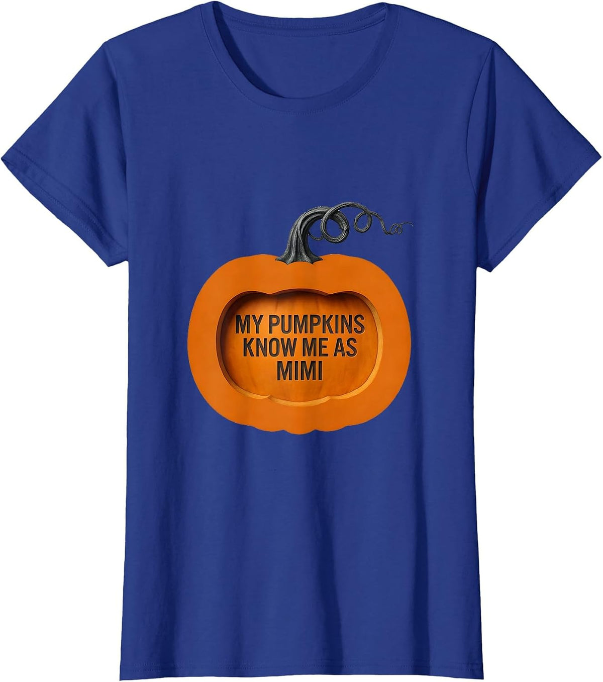 Women's My Pumpkins Know Me As Mimi Funny Halloween Pumpkin Novelty T-Shirt - Royal Blue