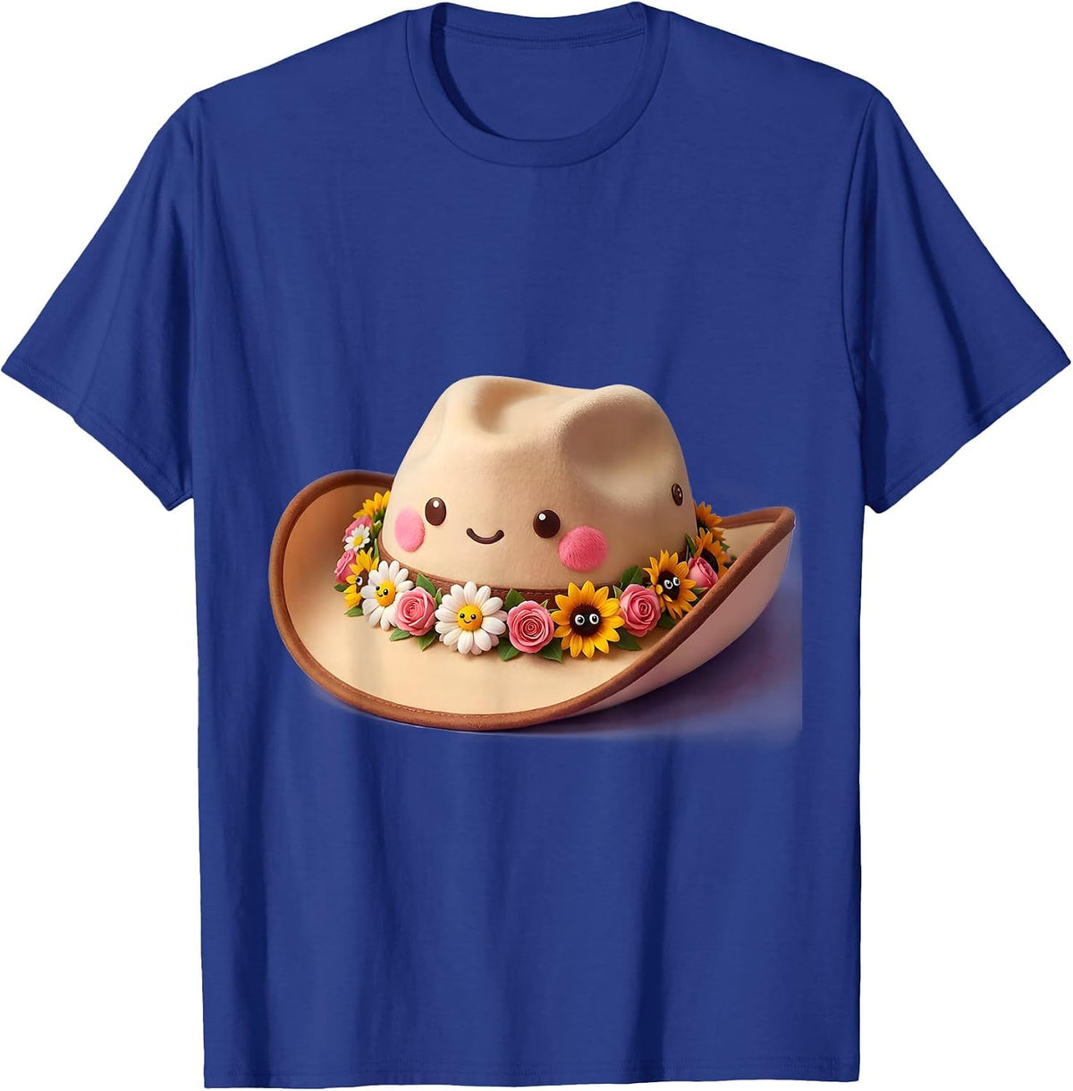 Floral Cowgirl Hat Wildflower Western Design T-Shirt - Royal Blue