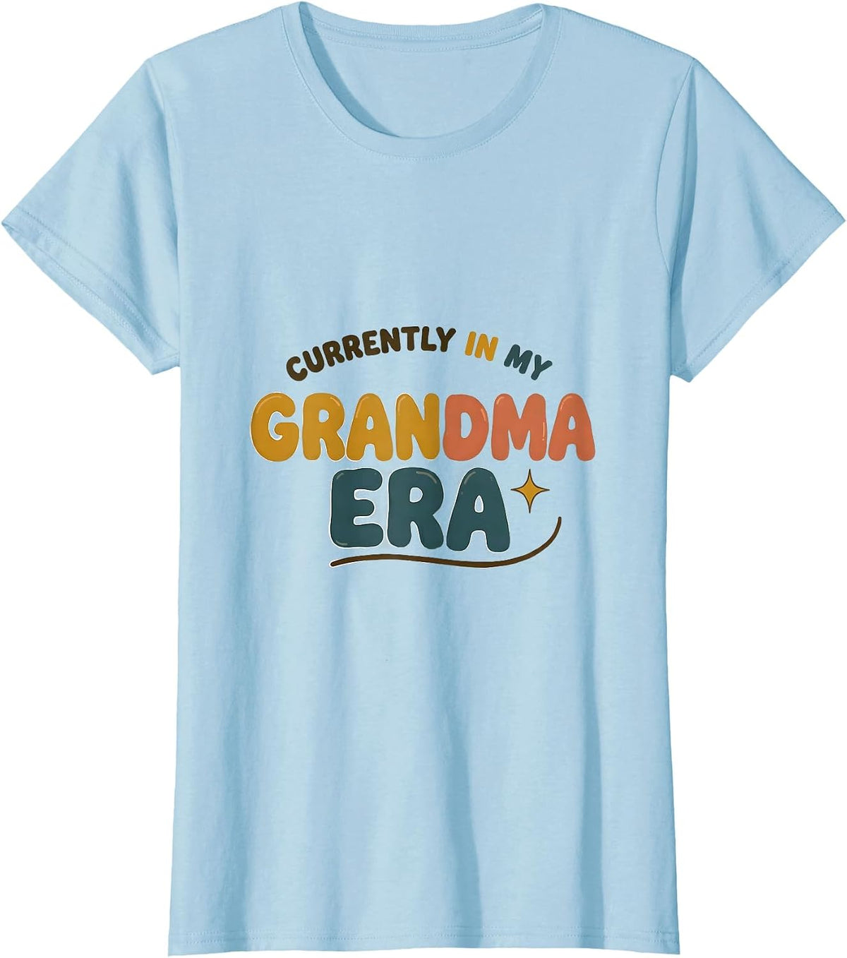 Women's Currently In My Grandma Era Retro Groovy Mother Grandmother T-Shirt - Baby Blue