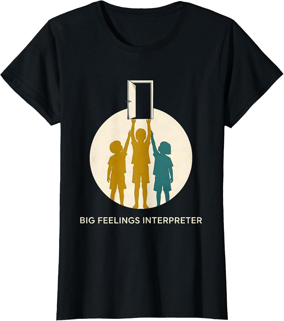 Big Feelings Interpreter Midcentury Modern School Counselor T-Shirt - Black
