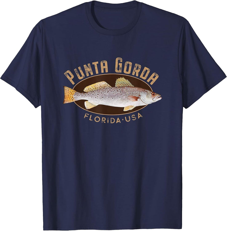 Punta Gorda Florida Fishing Souvenir T-Shirt - Navy Blue