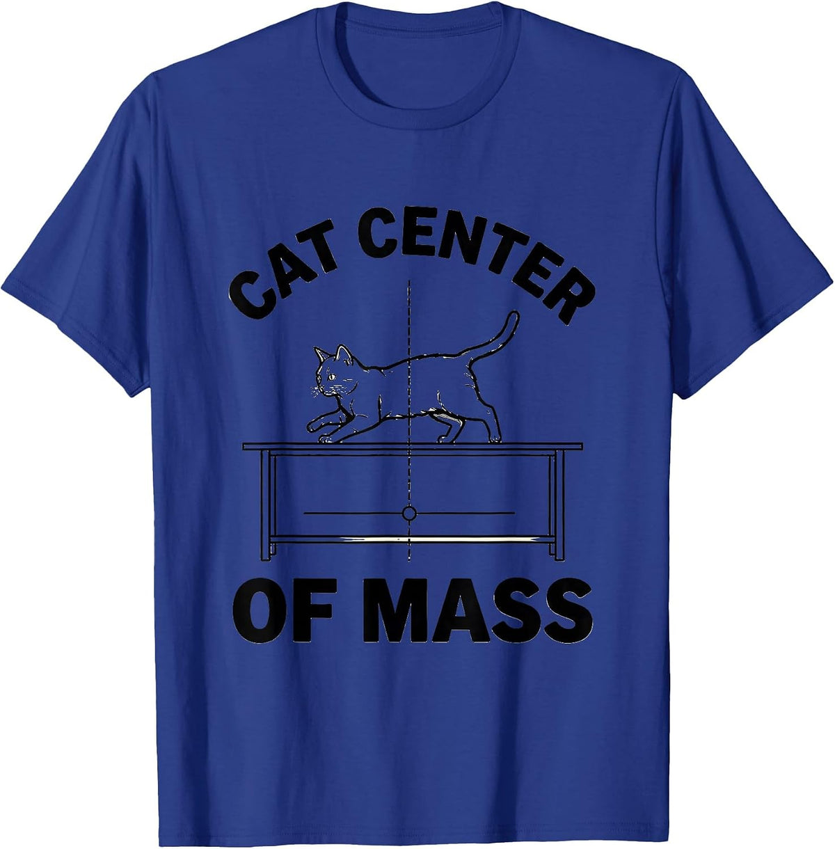 Cat Center Of Mass Funny Cat Science Math Teacher Student T-Shirt - Royal Blue