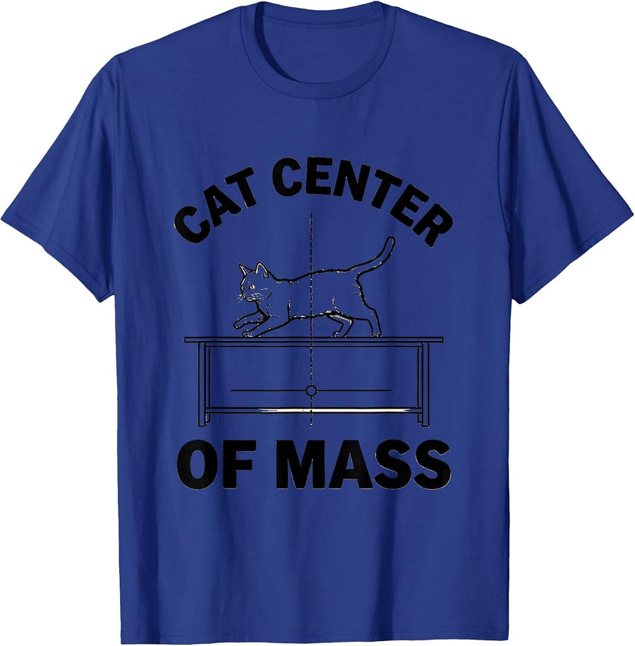 Cat Center Of Mass Funny Cat Science Math Teacher Student T-Shirt - Royal Blue