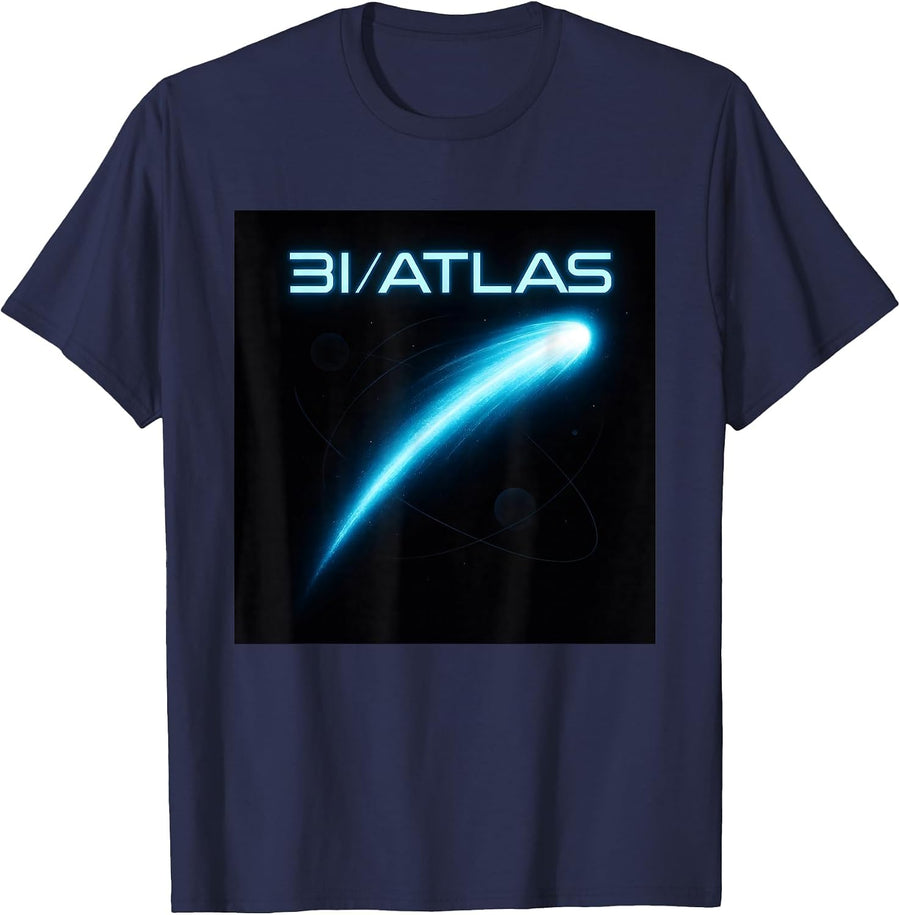 Interstellar 3I Atlas Comet Emblem UFO Alien Probe T-Shirt - Navy Blue