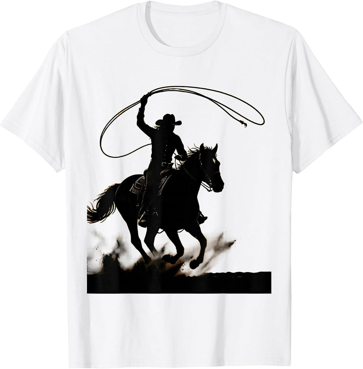Men's Cowgirl Swinging Rope Rodeo Arena Graphic T-Shirt - White
