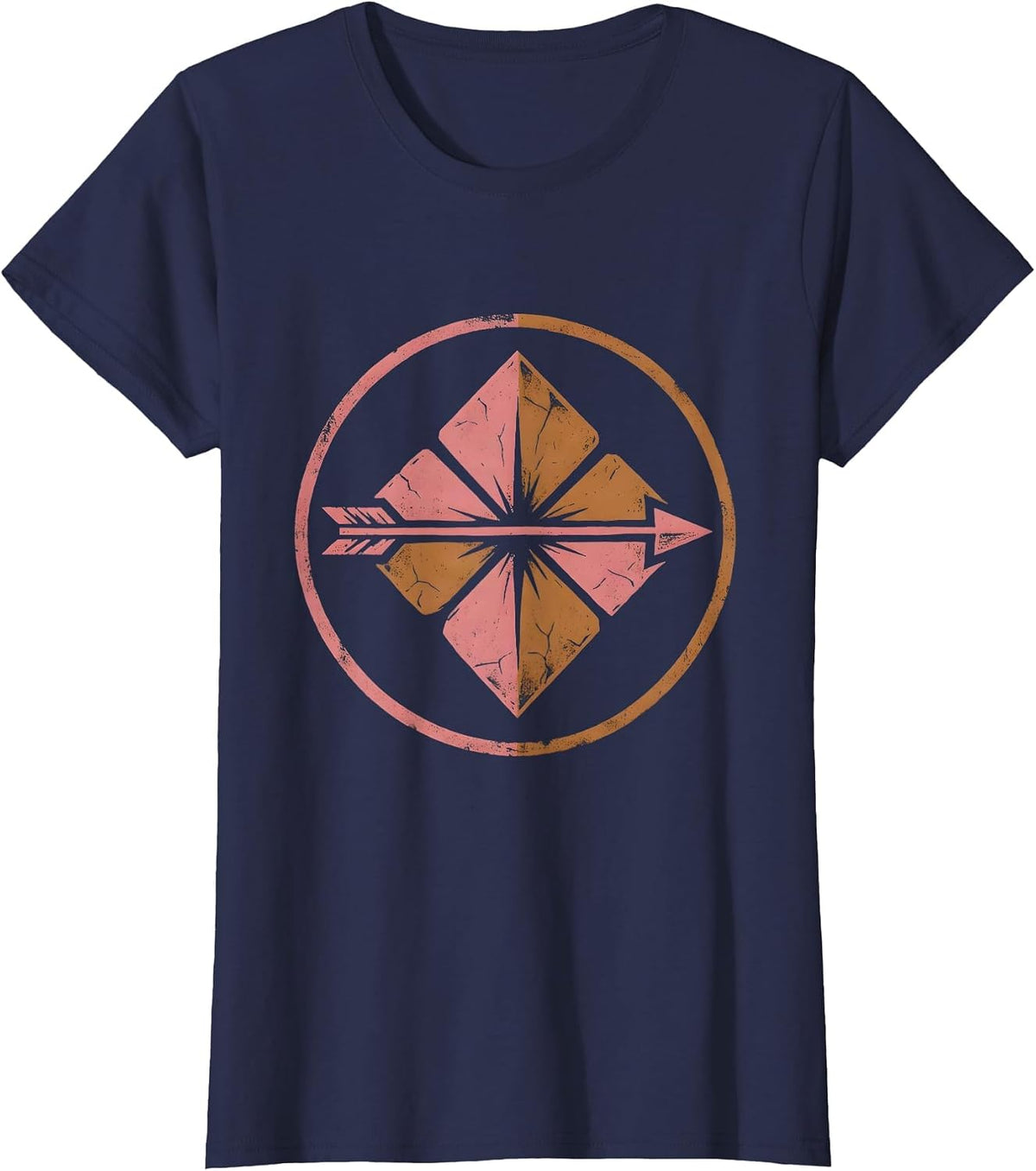 Women's Arrow and Desert Rose Western Boho Graphic T-Shirt - Navy Blue