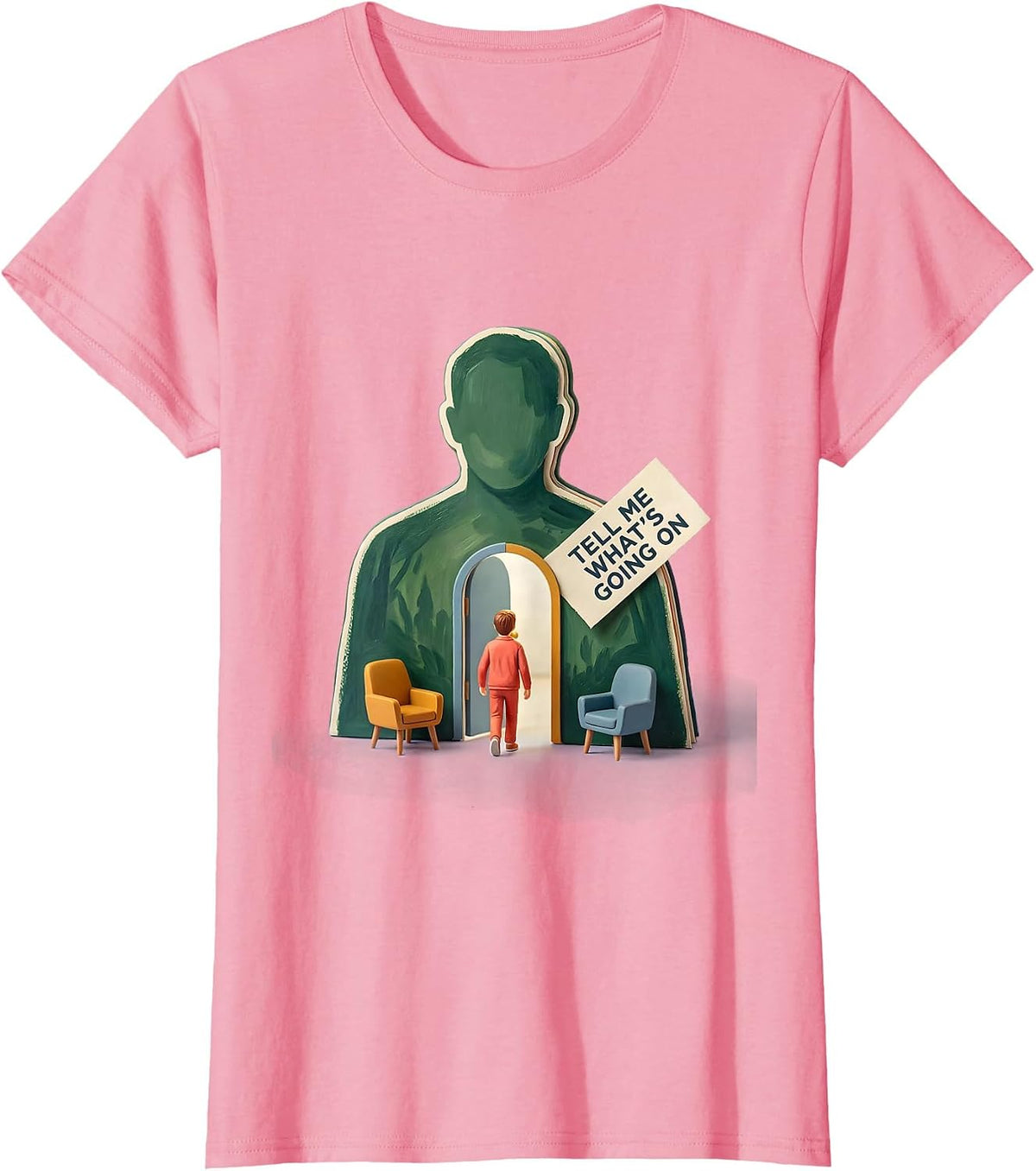 Women's Tell Me What's Going On Groovy Retro School Counselor T-Shirt - Pink