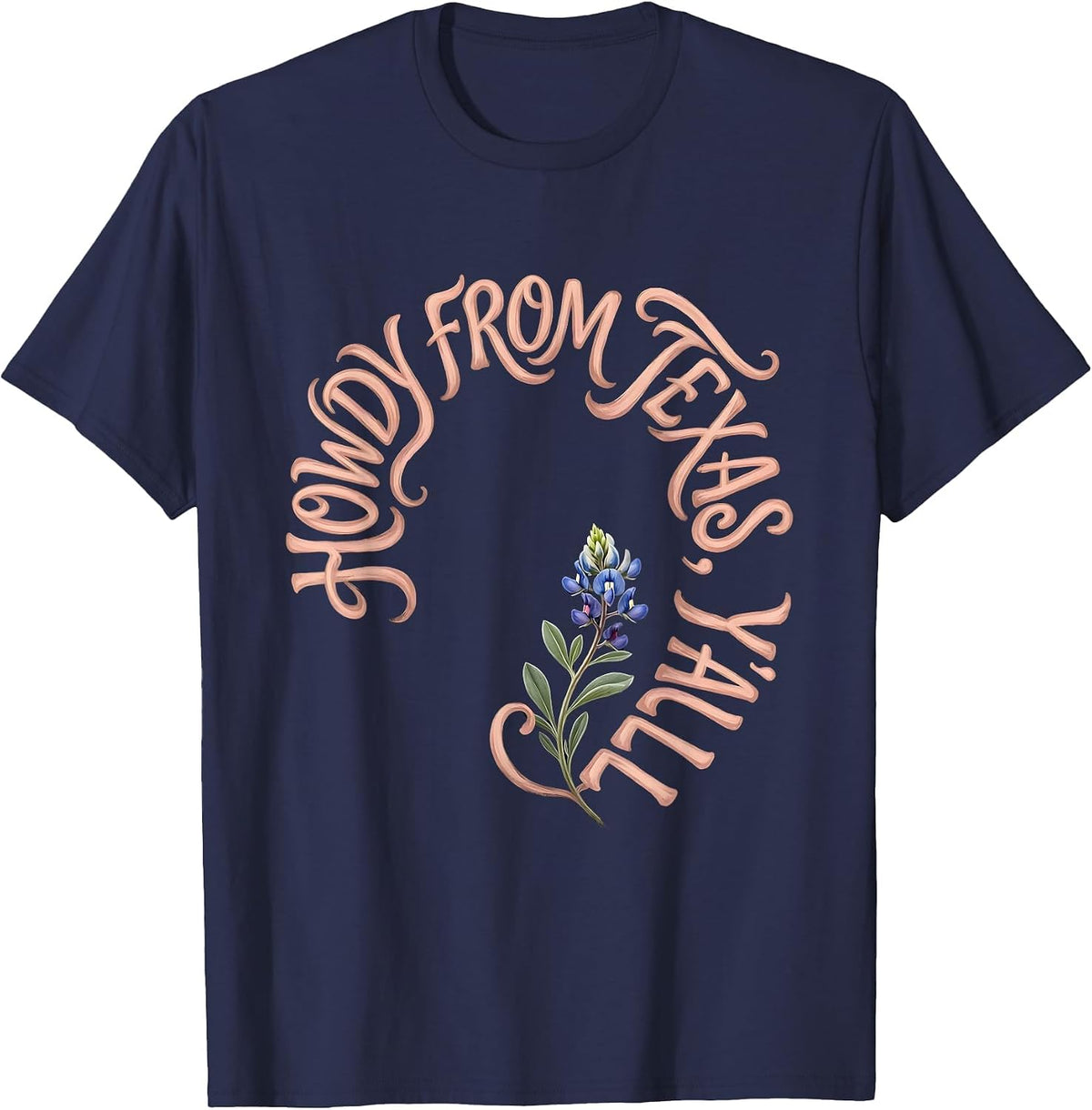 Howdy From Texas, Y'all Boho Western Cowgirl Texas Girl Gift T-Shirt - Navy Blue