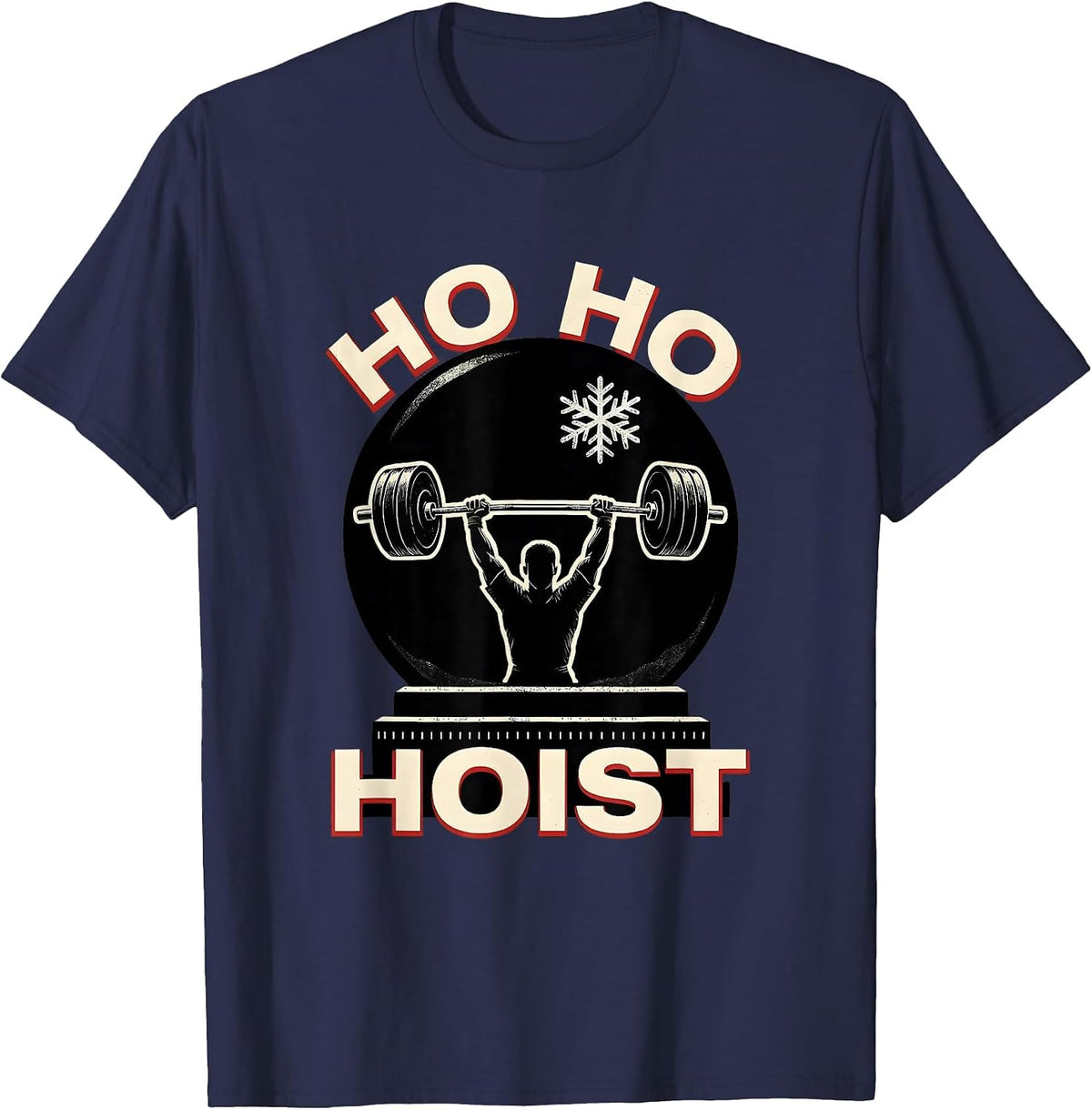 Men's Ho Ho Hoist Funny Christmas Gym Bodybuilding Weightlifting T-Shirt - Navy Blue
