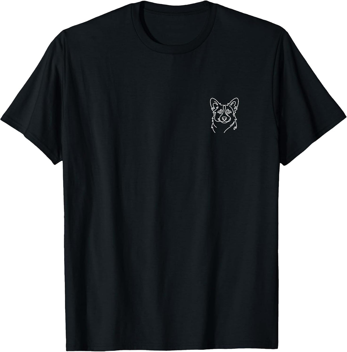 Cardigan Welsh Corgi Minimalist Line Art T-Shirt - Black