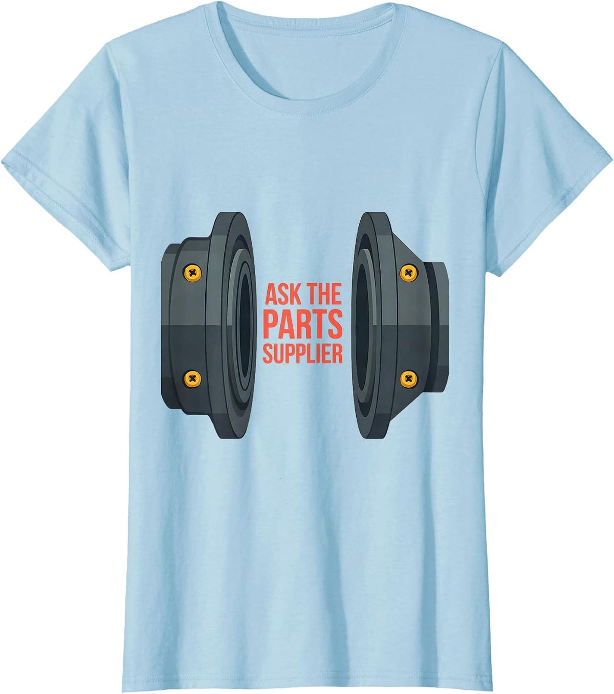Women's Ask The Parts Supplier Funny Mechanic Skeleton Auto Repair T-Shirt - Baby Blue