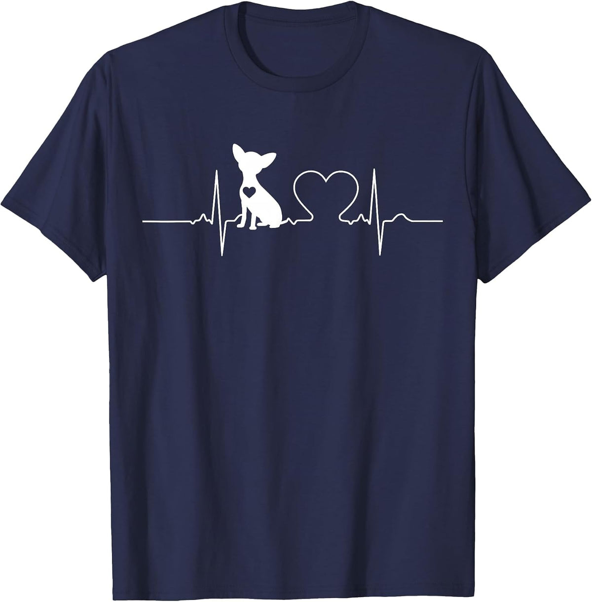 Chihuahua Heartbeat Dog T-Shirt - Navy Blue