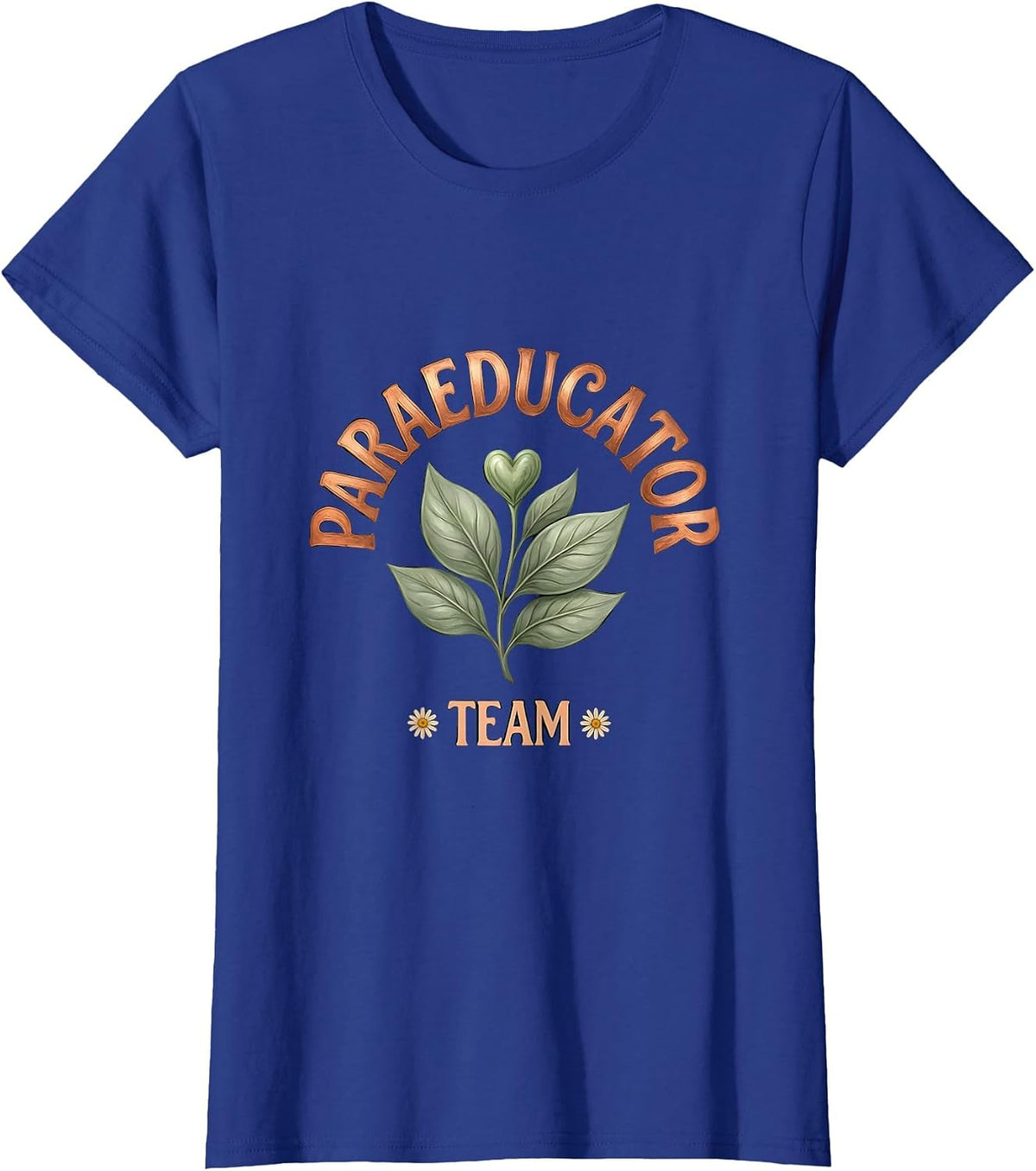 Women's Paraeducator Team Groovy School Support Staff Appreciation T-Shirt - Royal Blue