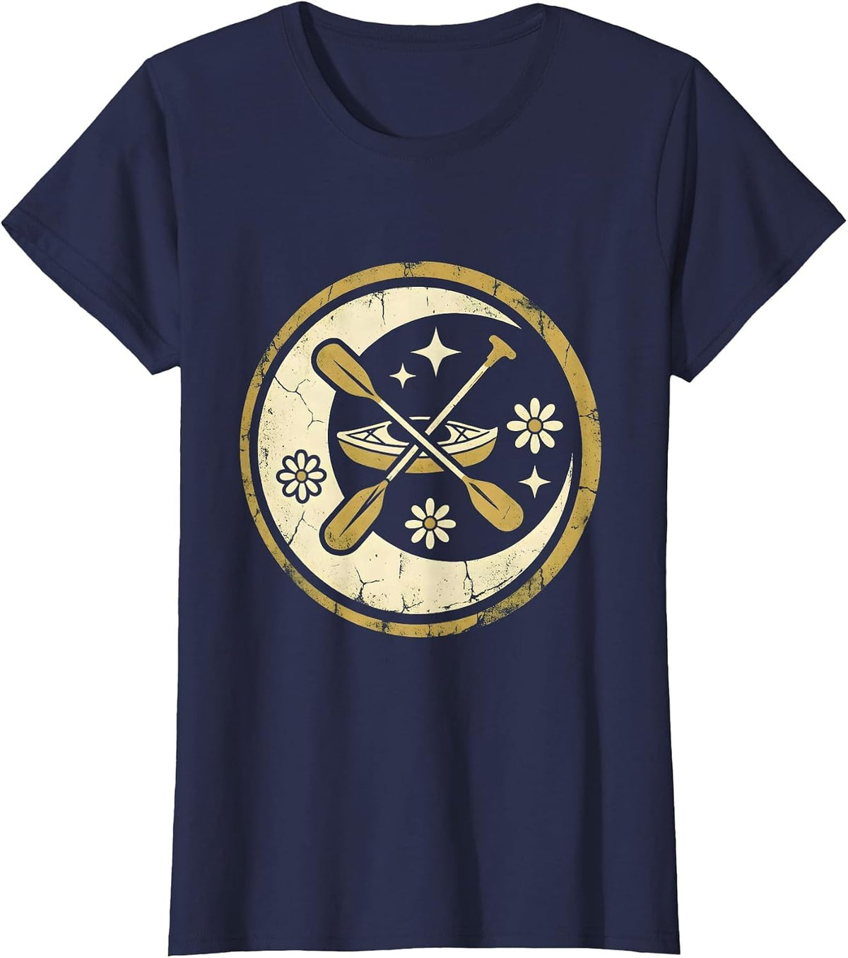 Women's Retired Kayaker Misty Water Illustration T-Shirt - Navy Blue