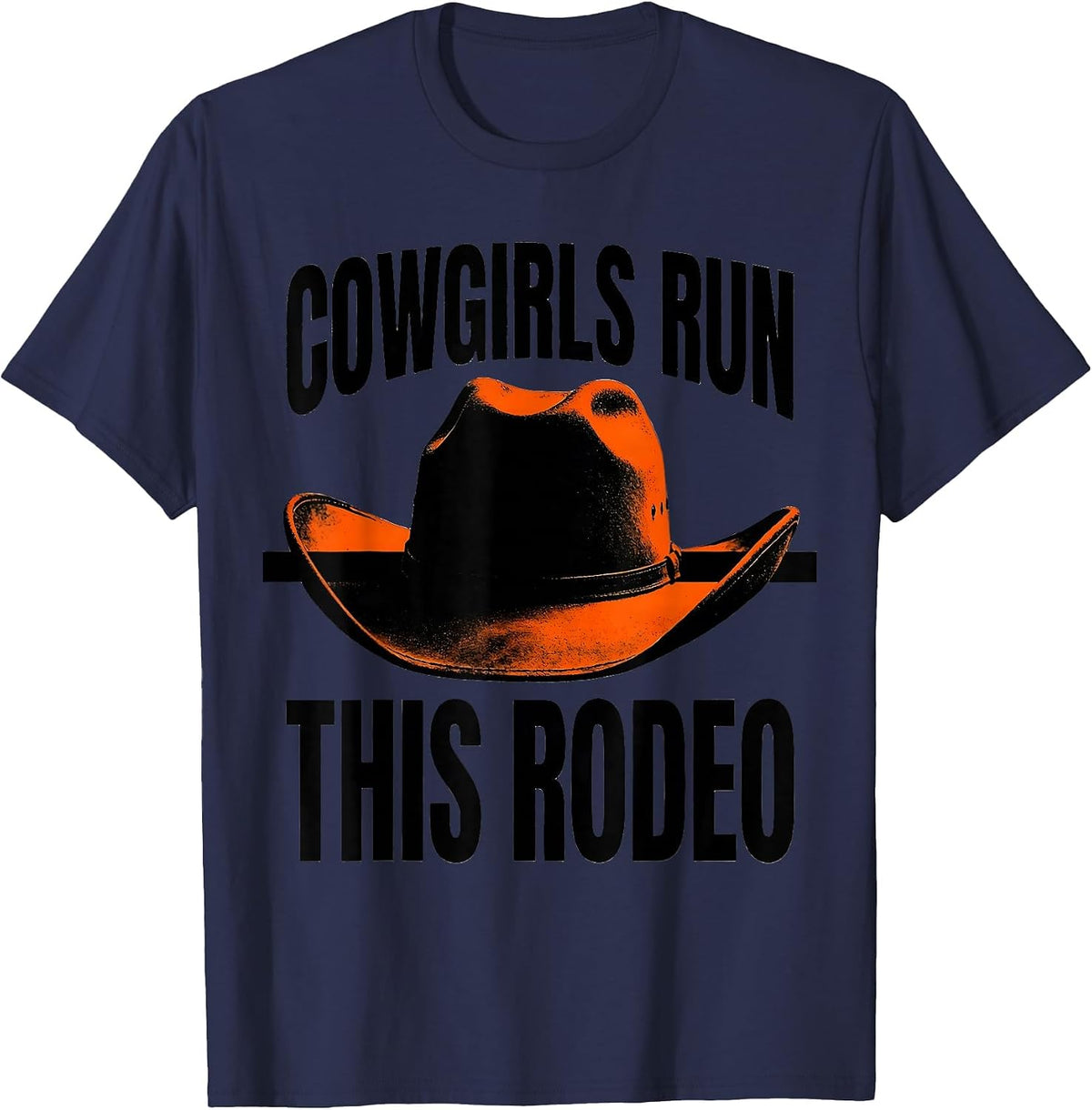 Men's Cowgirls Run This Rodeo Western Design T-Shirt - Navy Blue