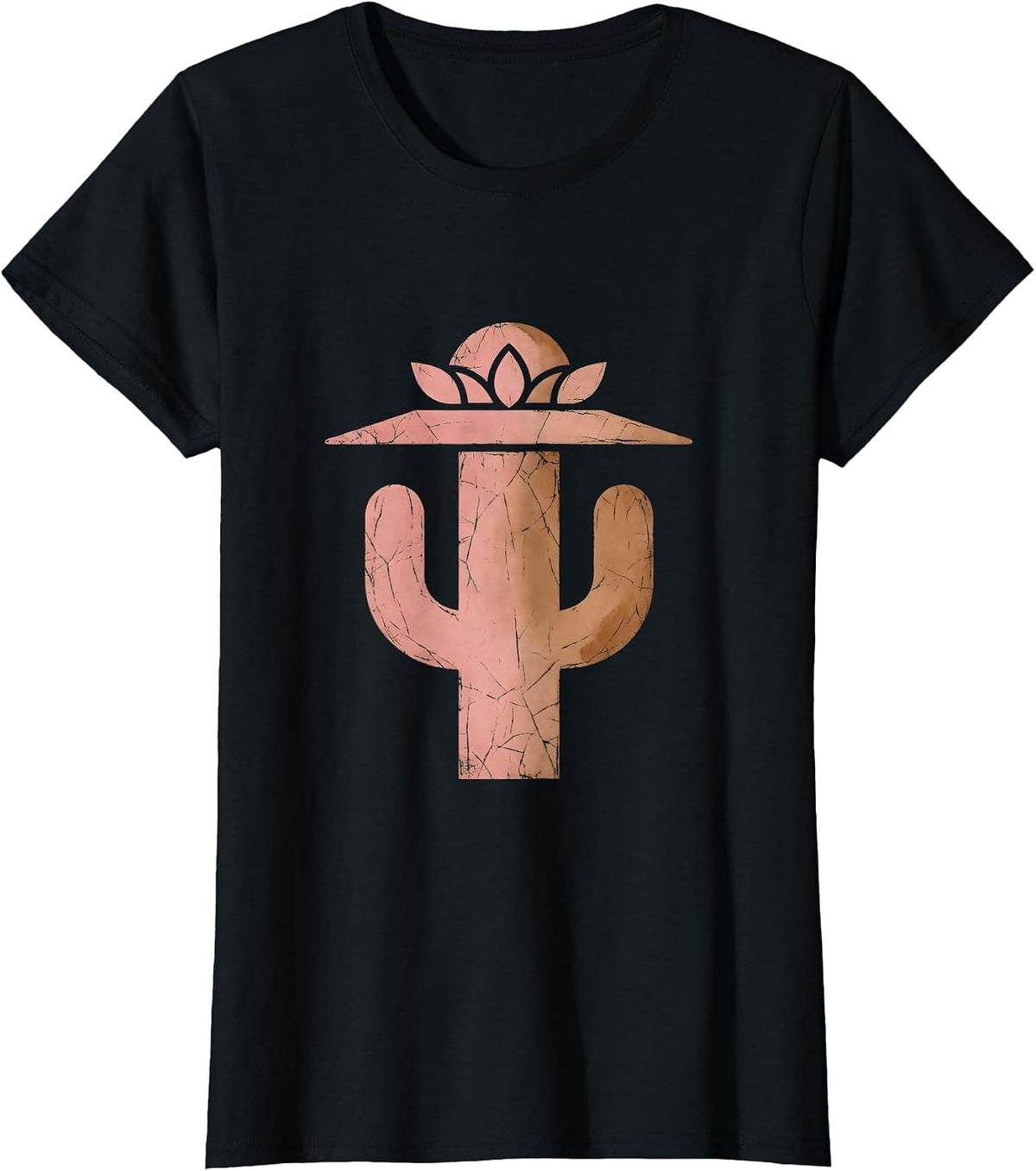 Women's Floral Cowgirl Hat Cactus Western Desert Design T-Shirt - Black