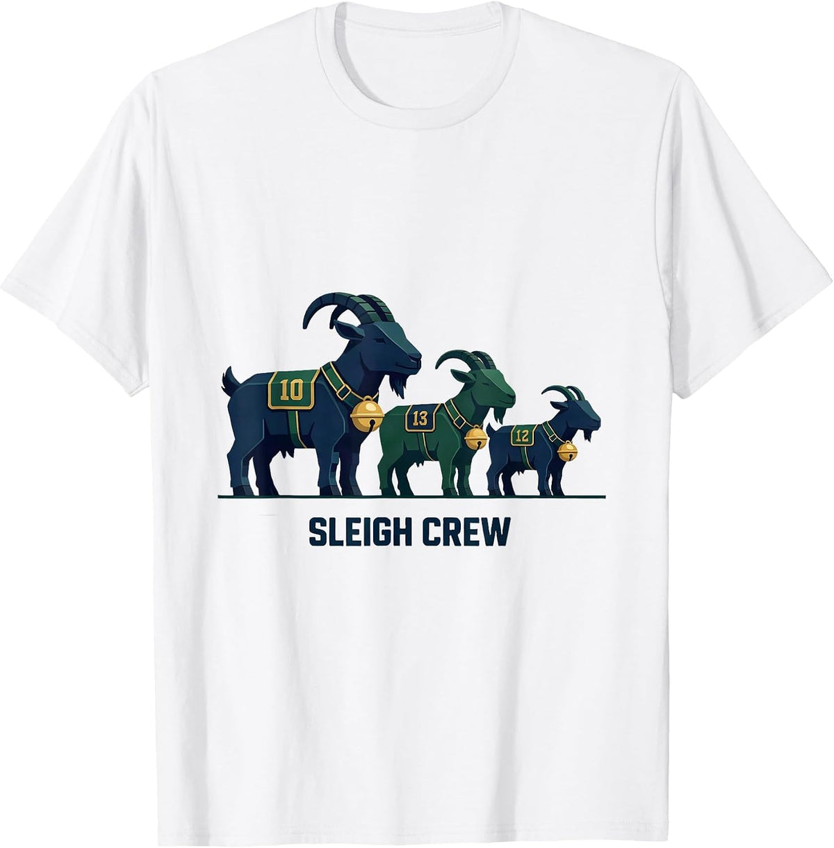 Men's Sleigh Crew Funny Goat Lover Christmas Farm Animal Humor T-Shirt - White