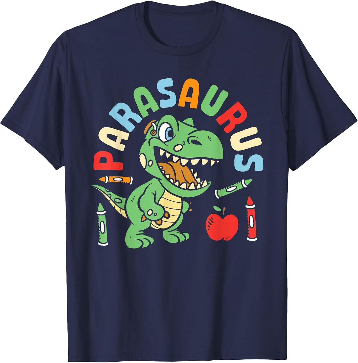 Parasaurus Paraprofessional Dinosaur para Educator T-Shirt - Navy Blue