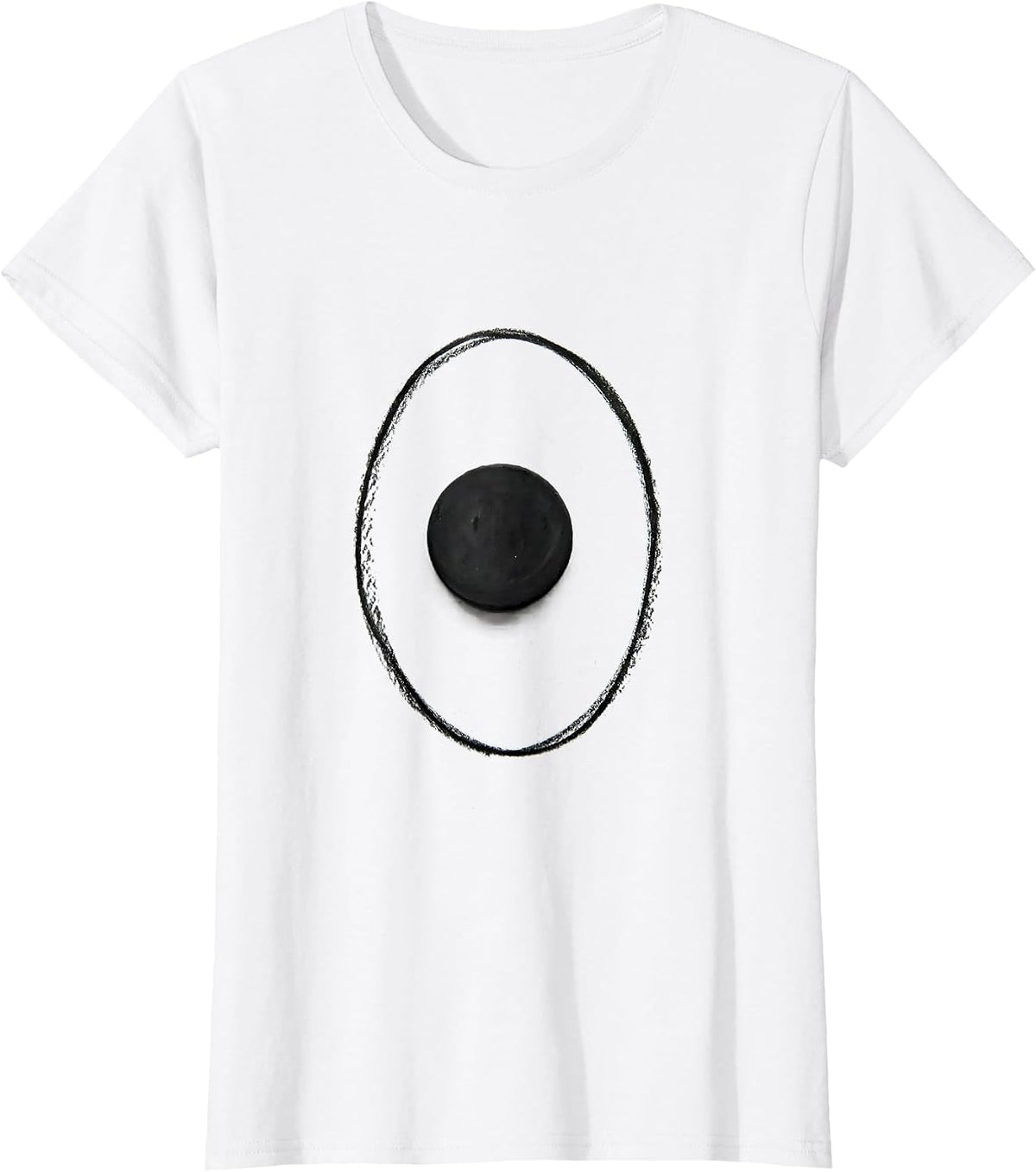Small Solid Disc Minimalist Space Science Humor T-Shirt - White