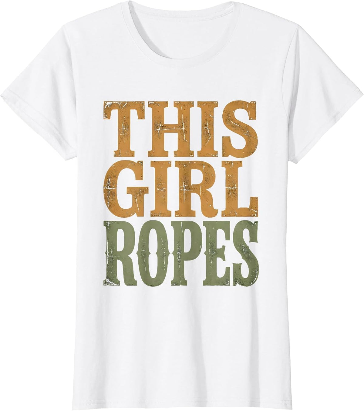 Women's This Girl Ropes Cowgirl Rodeo Design T-Shirt - White