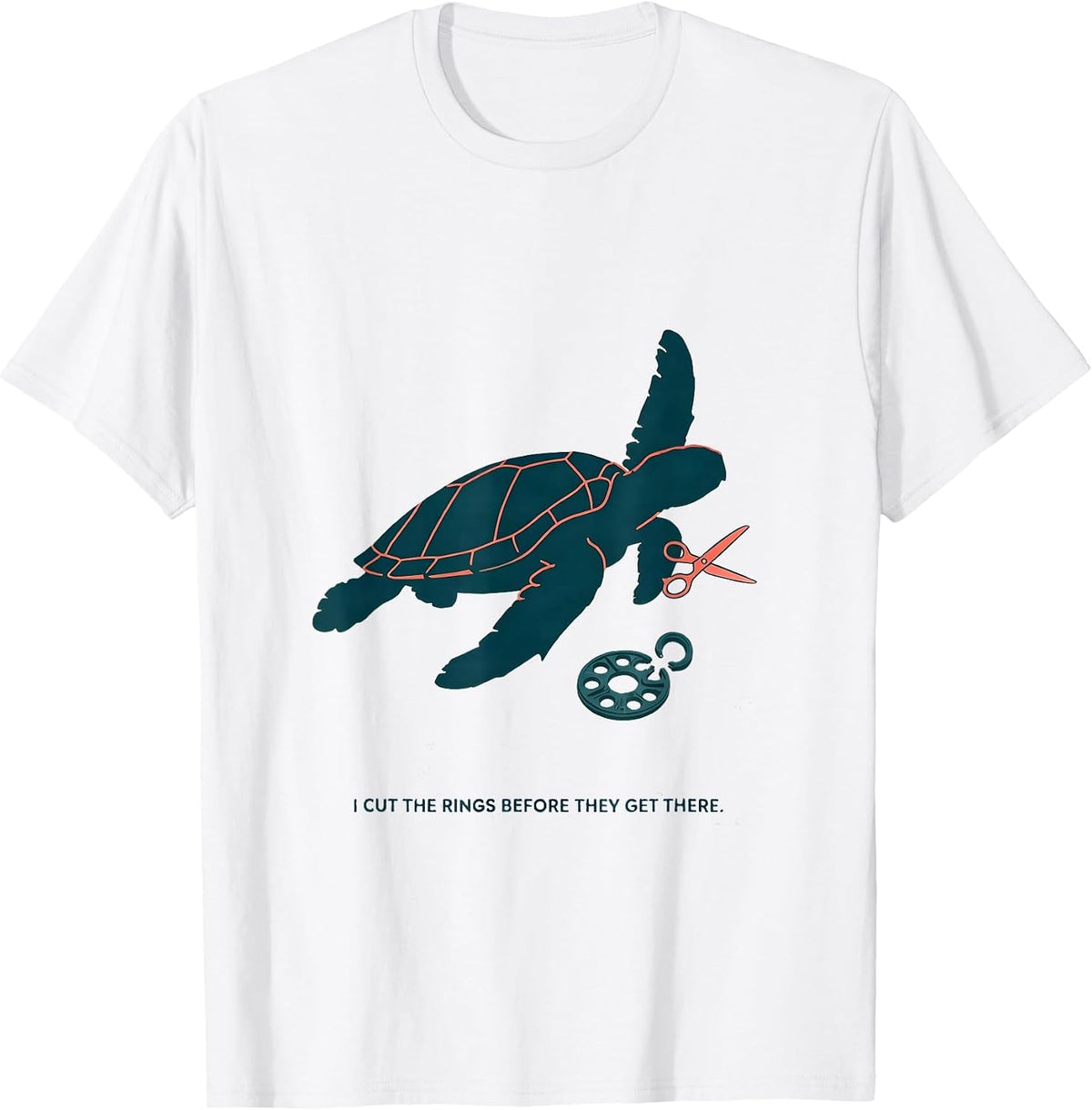 Men's I Cut The Rings Before They Get There Funny Sea Turtle T-Shirt - White
