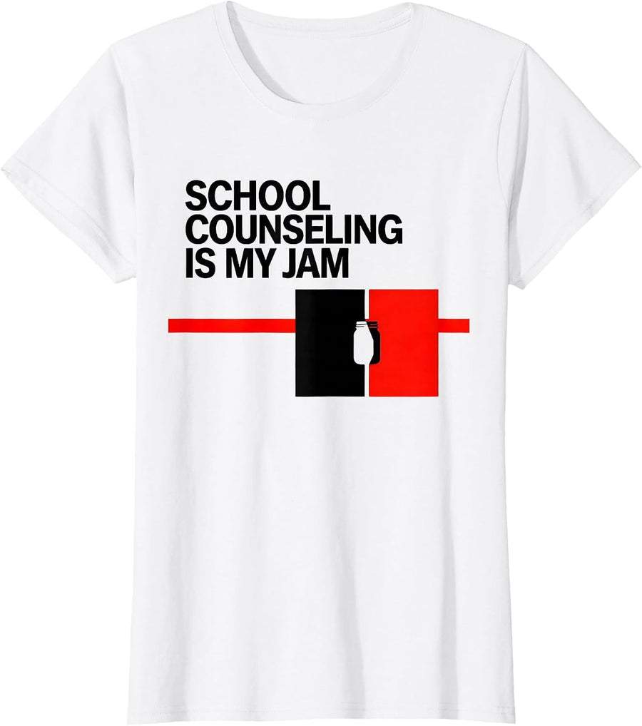 Women's School Counseling Is My Jam Funny School Counselor Back T-Shirt - White