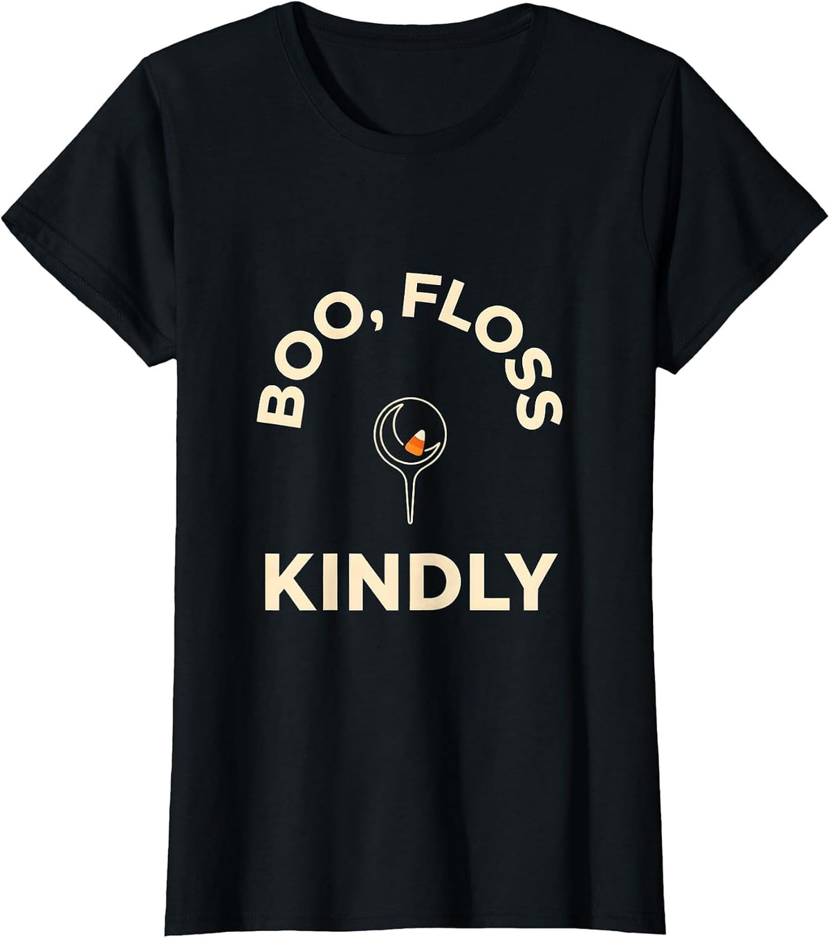 Boo Floss Kindly Minimalist Dental Humor Halloween Costume T-Shirt - Black