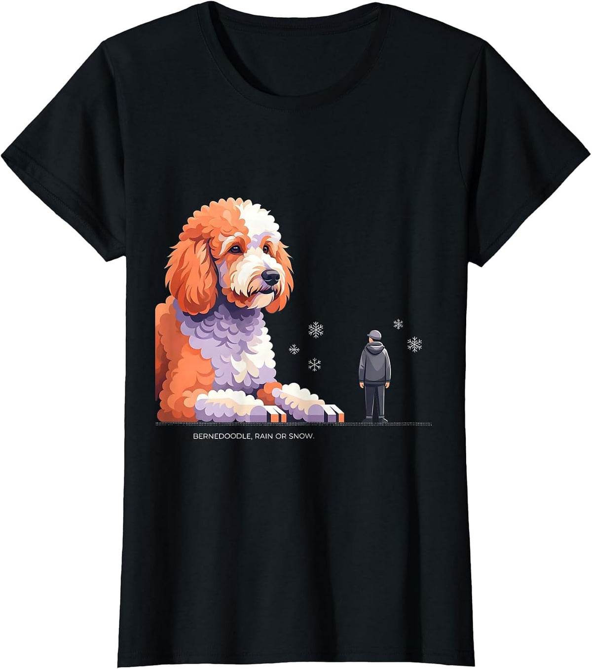 Women's Bernedoodle Rain Or Snow Funny Dog Lover Humor T-Shirt - Black