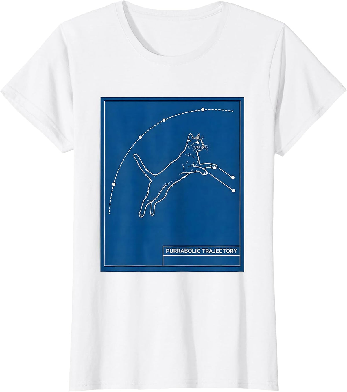 Purrabolic Trajectory Funny Science Cat Teacher Student Math T-Shirt - White